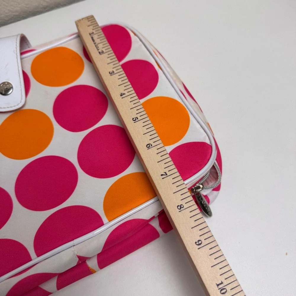 Lancome Hanging Makeup Bag Cosmetic Organizer Pink Orange Polka Dot Travel Case